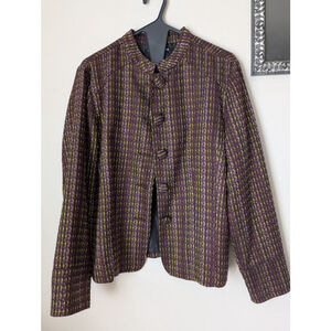 SCOTT TAYLOR Blazer XL Purple Yellow Striped Women's